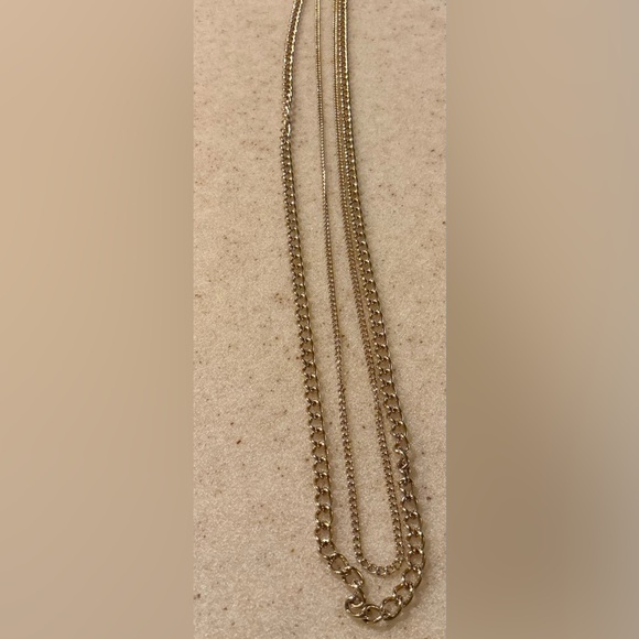 Gold tone Double Chain Necklace - Picture 2 of 3